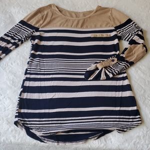 Stripped long-sleeved blouse